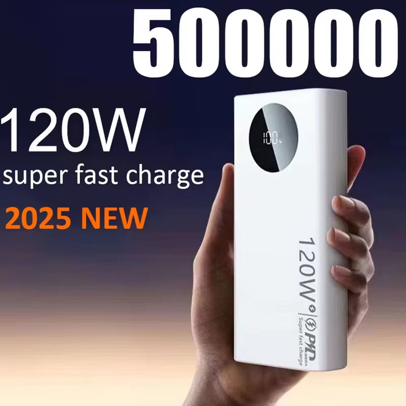120W 50000mAh High-Capacity Portable Power Bank with Fast Charging Compatibility for iPhone, Samsung, and Huawei - 2024 Edition