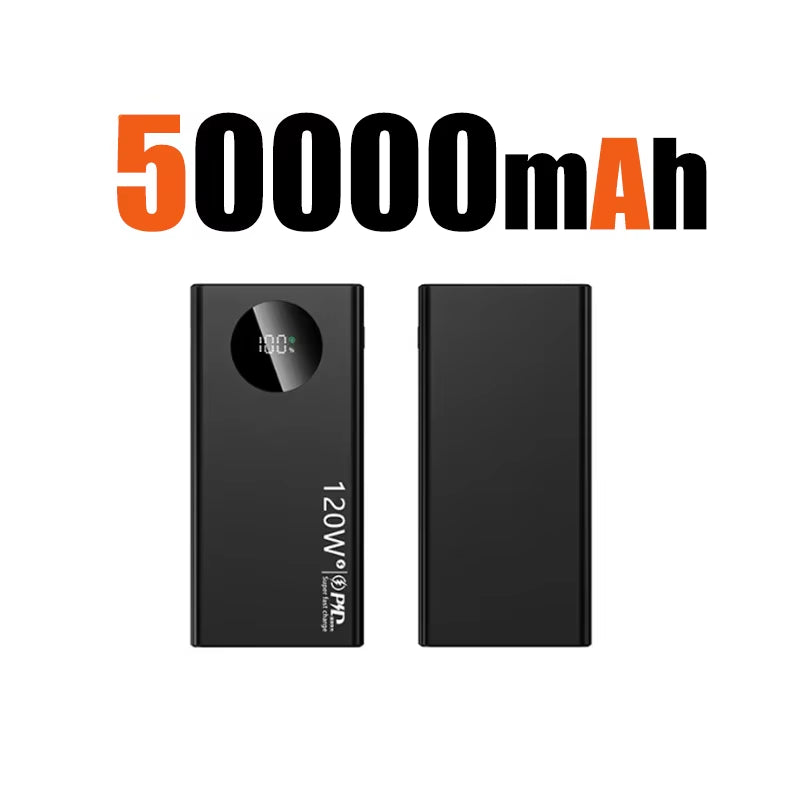 120W 50000mAh High-Capacity Portable Power Bank with Fast Charging Compatibility for iPhone, Samsung, and Huawei - 2024 Edition