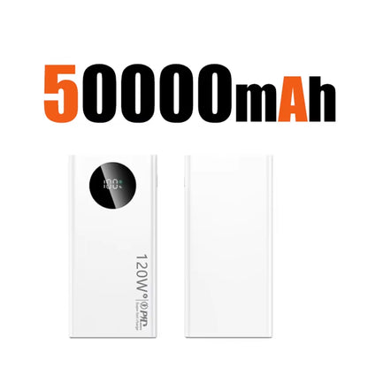 120W 50000mAh High-Capacity Portable Power Bank with Fast Charging Compatibility for iPhone, Samsung, and Huawei - 2024 Edition
