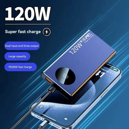 120W 50000mAh High-Capacity Portable Power Bank with Fast Charging Compatibility for iPhone, Samsung, and Huawei - 2024 Edition